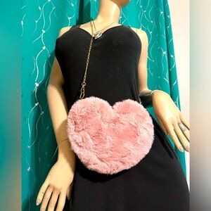 Fur Heart Crossbody with Extra Strap